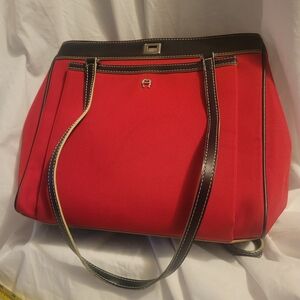 Etienne Aigner Elegant Red Tote Bag